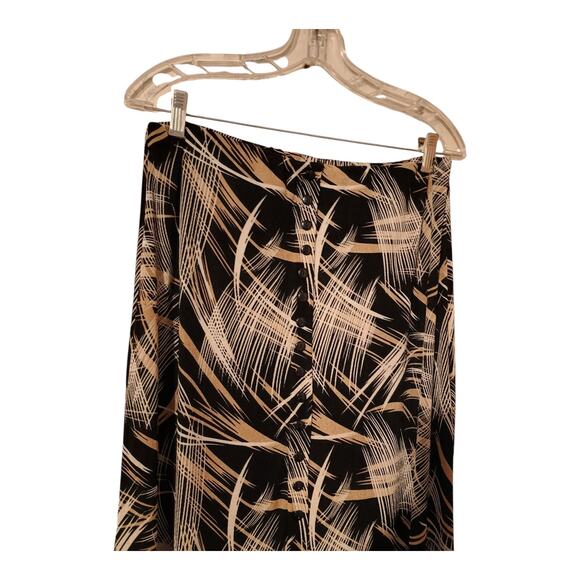 Susan Lawrence Black Gold And White Print Maxi Skirt Front Split Women's Size XL - Picture 2 of 8